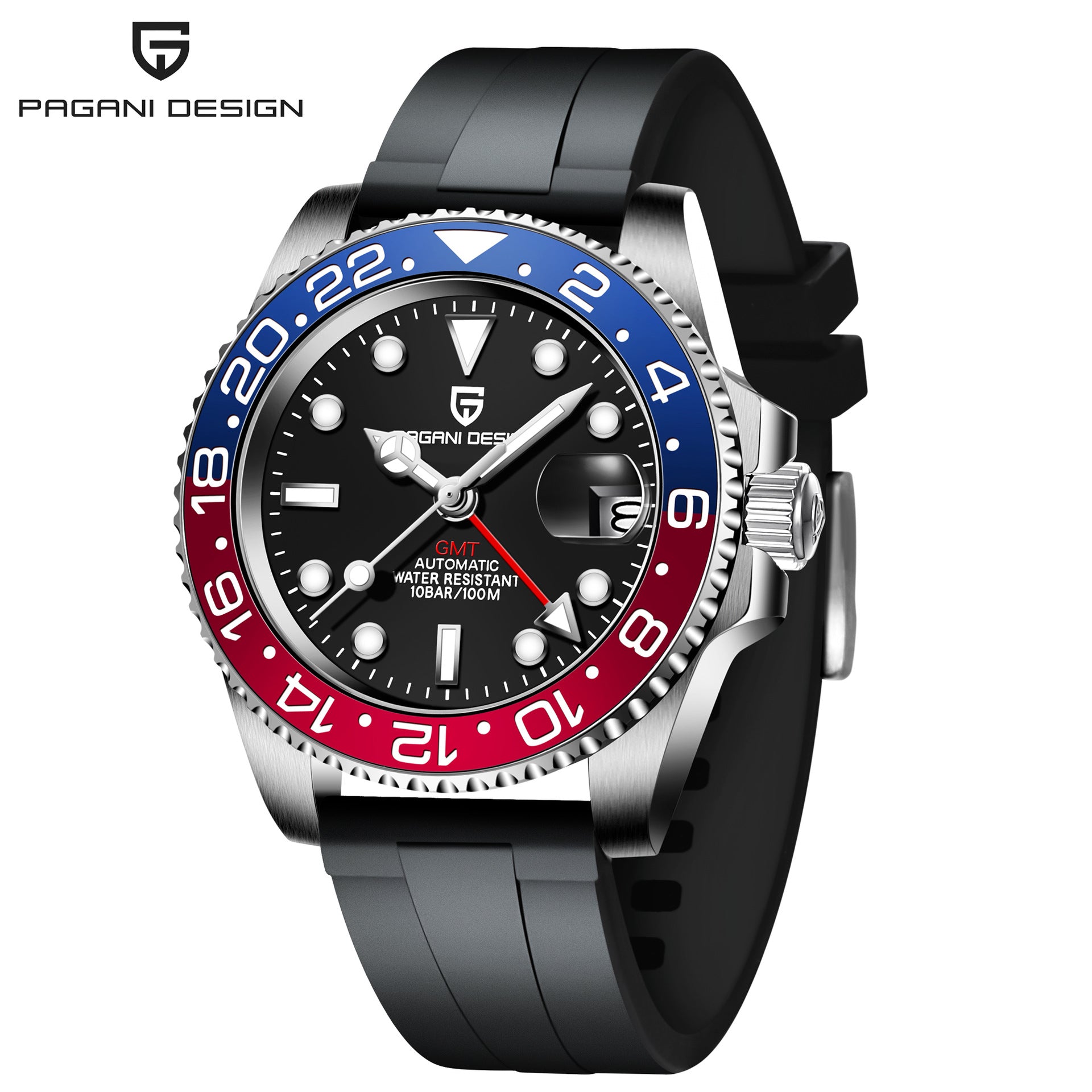 Reloj Mecánico GMT PAGANI DESIGN – Cristal Zafiro, Luminoso, 100m, 24 Estilos