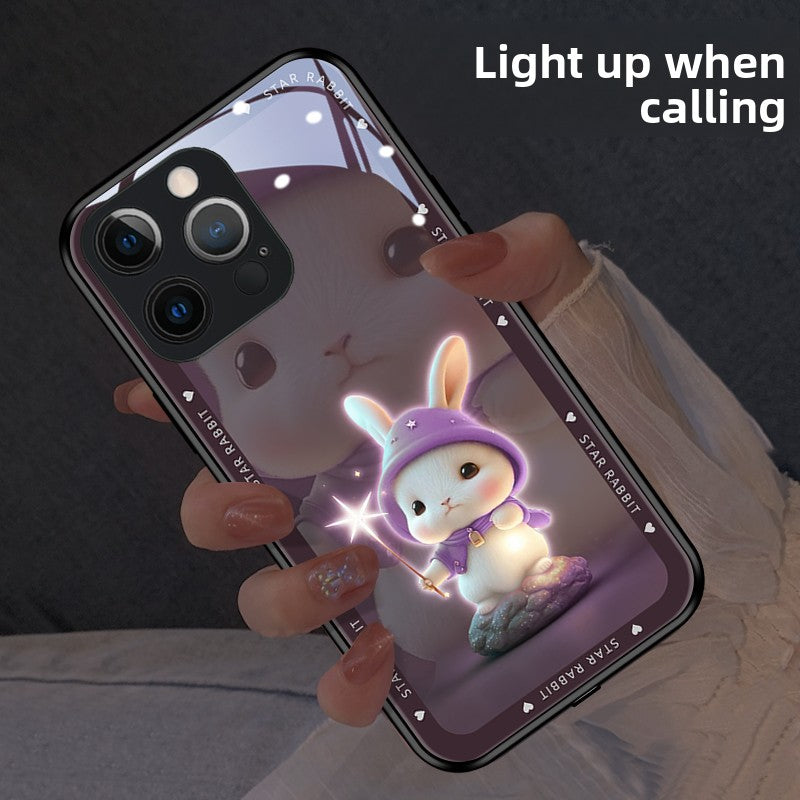 Starry Rabbit Light-Up iPhone Case | Tempered Glass | Glows on Calls