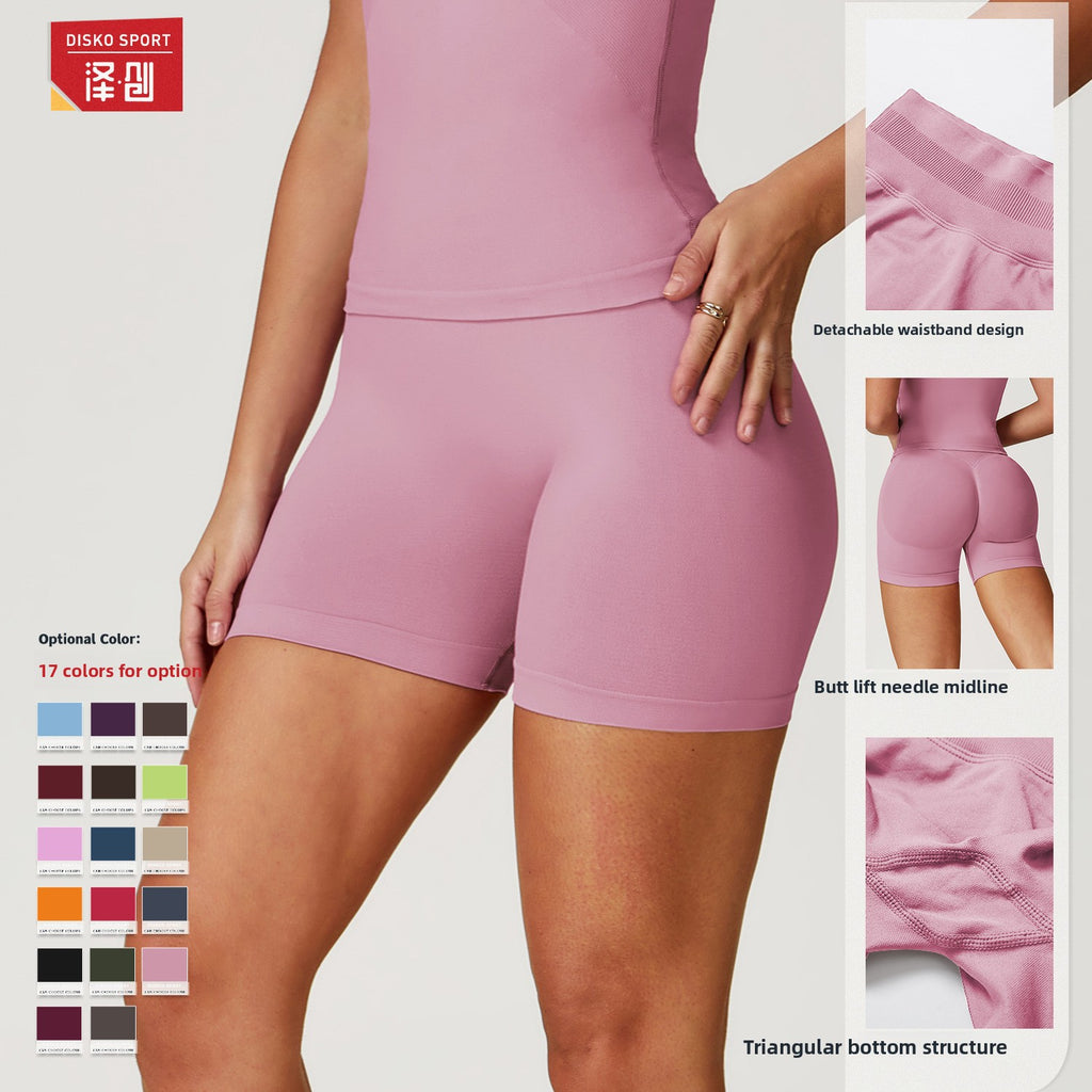 Shorts Yoga Mujer Sin Costuras Cintura Alta Levanta Glúteos 90% Nylon 10% Spandex S-XL | Women Seamless High Waist Yoga Shorts