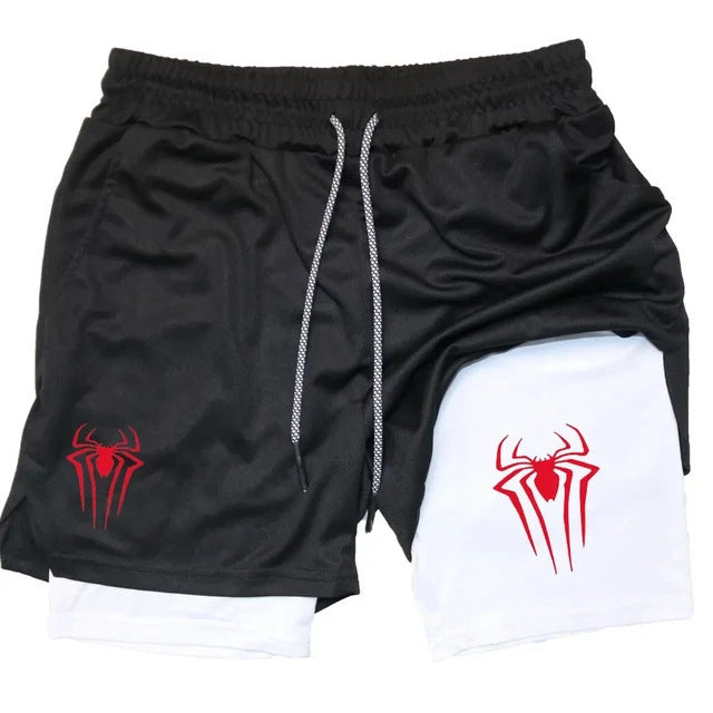 Shorts de Compresión Hombre Estampado Araña Y2K Malla Transpirable 14 Colores M-3XL | Men's Spider Print Compression Sports Shorts