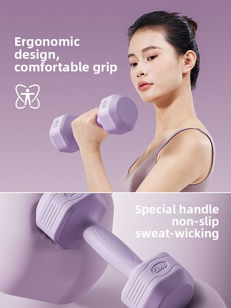 Hexagonal PVC Fitness Dumbbells | Non-Roll | 2kg-8kg | 4 Colors