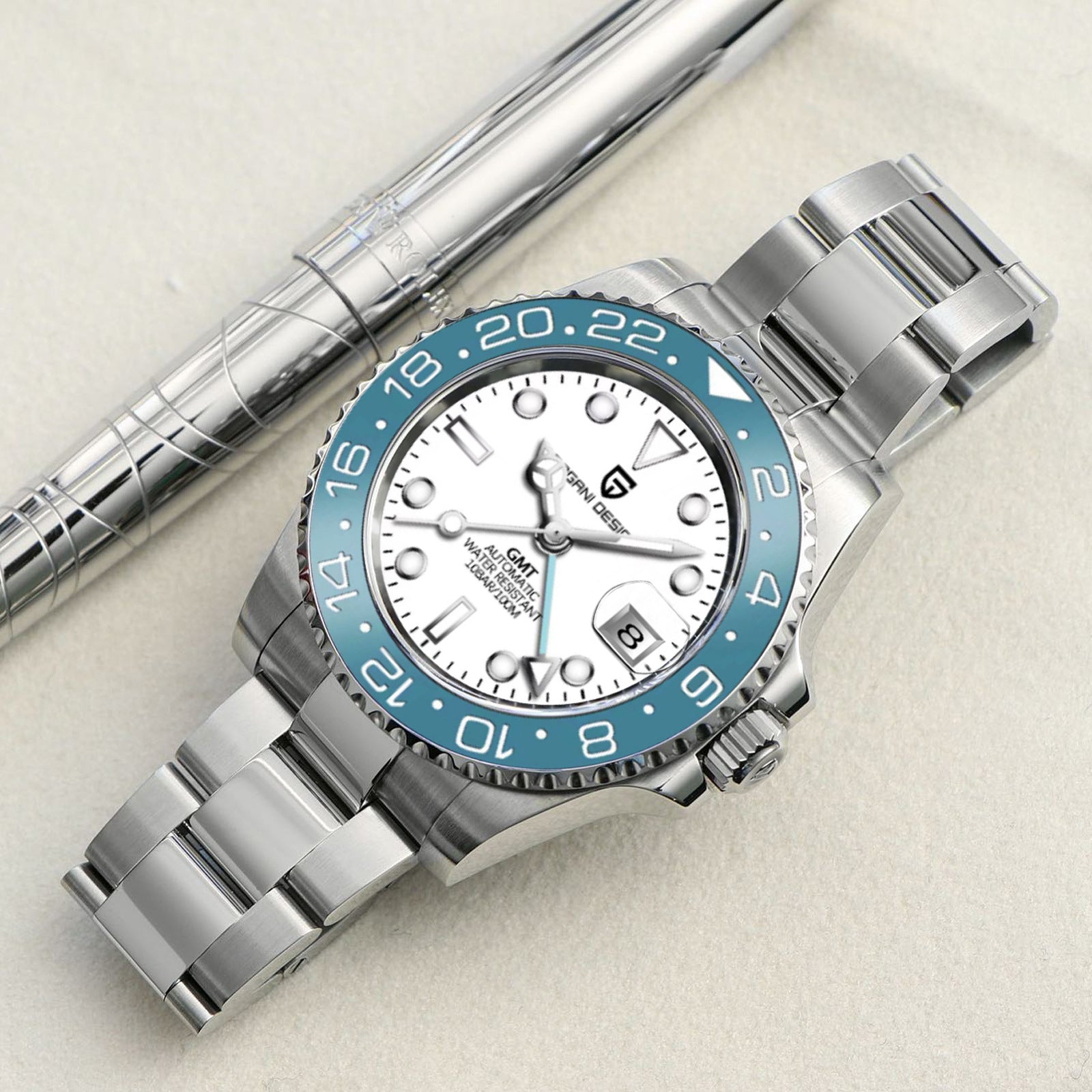 Reloj Mecánico GMT PAGANI DESIGN – Cristal Zafiro, Luminoso, 100m, 24 Estilos