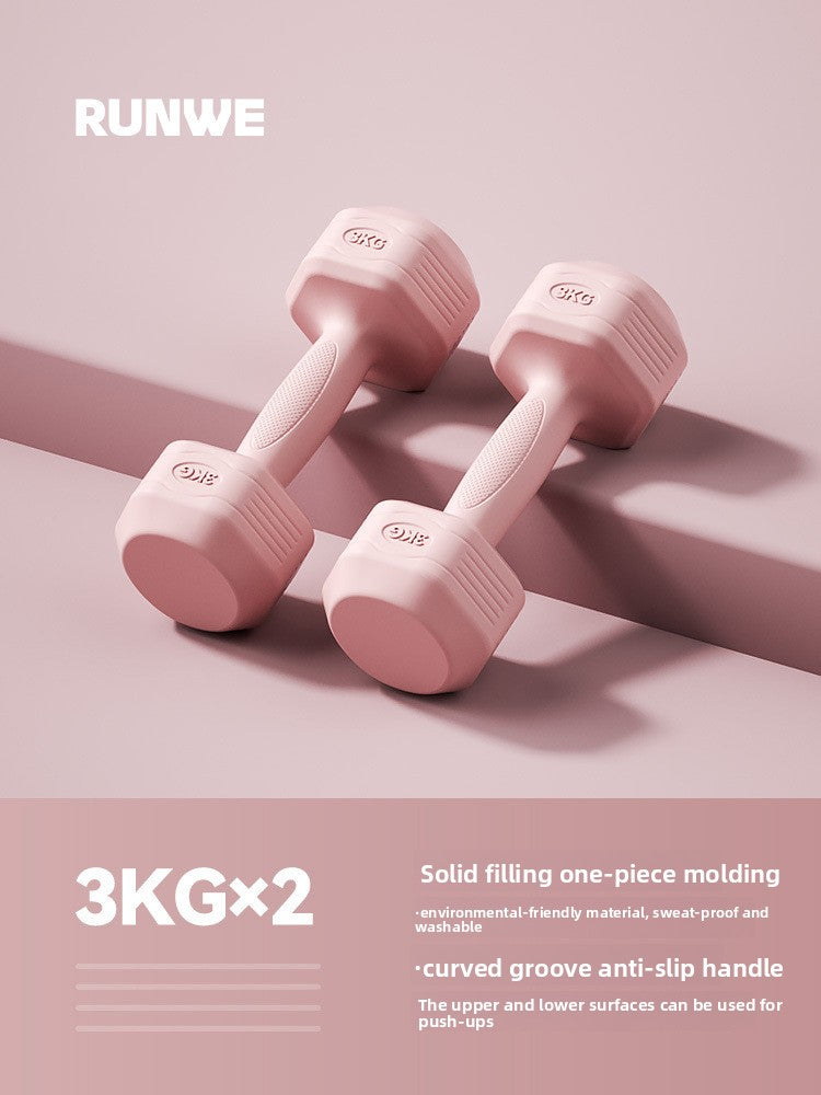 Hexagonal PVC Fitness Dumbbells | Non-Roll | 2kg-8kg | 4 Colors