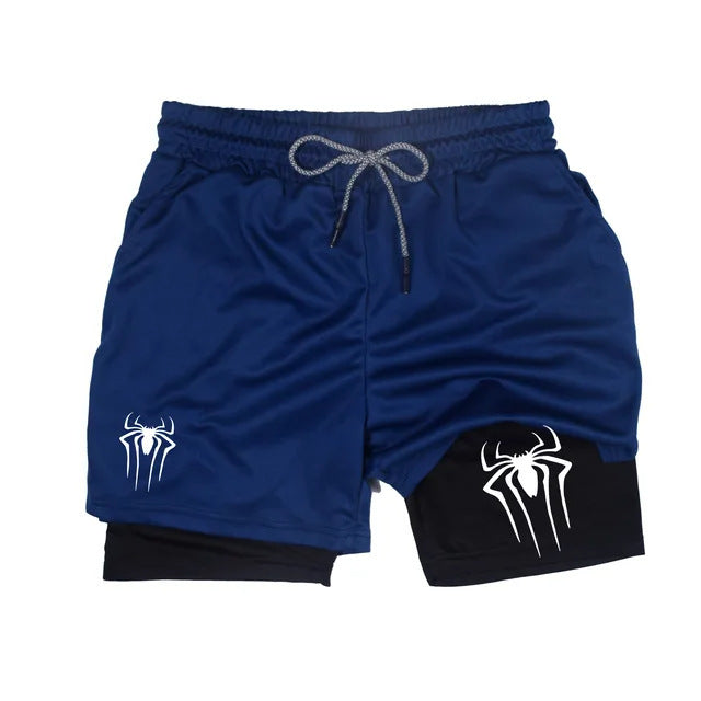 Shorts de Compresión Hombre Estampado Araña Y2K Malla Transpirable 14 Colores M-3XL | Men's Spider Print Compression Sports Shorts