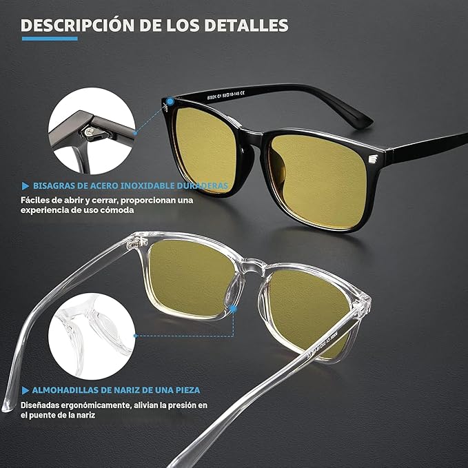 Livho Gafas Bloqueadoras de Luz Azul – Conducción Nocturna y Pantallas