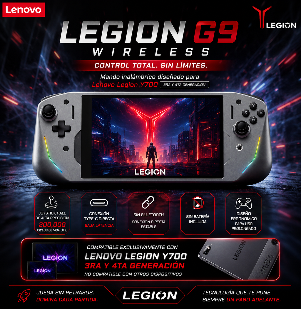 Legion G9 - Mando Inalámbrico para Lenovo Y700 3ra/4ta Gen | Hall 200K